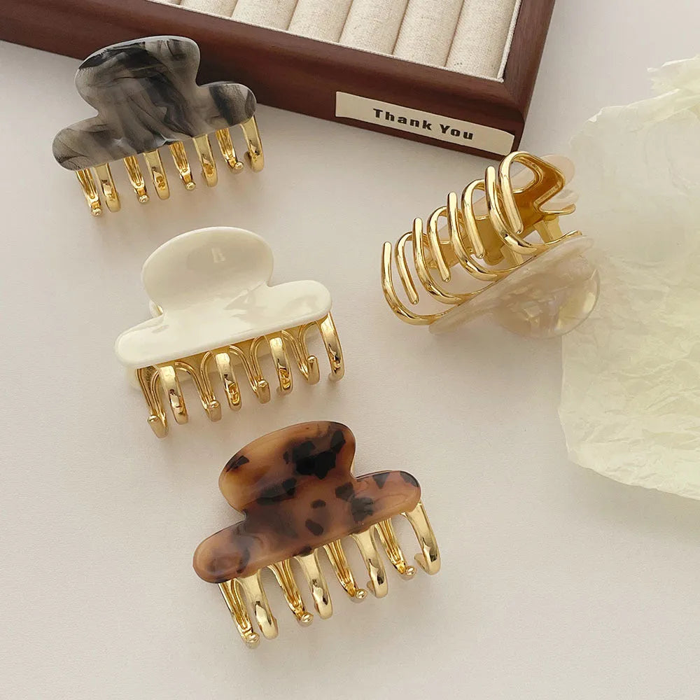 Dopamine retro acetate hair barrettes with medium metal grip in R08 colour variations