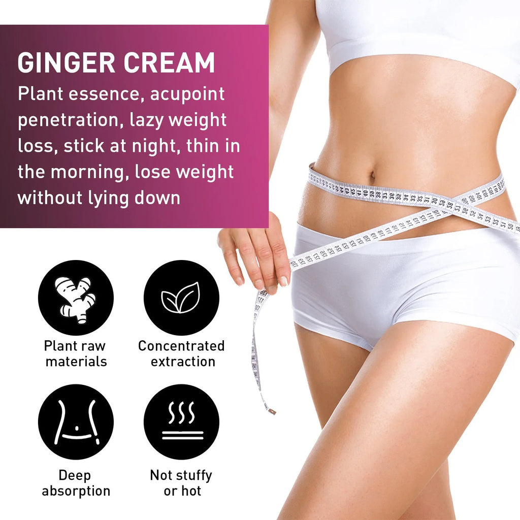 15g pot of ginger body slimming tightening cream for thighs with olive oil and hyaluronic acid.