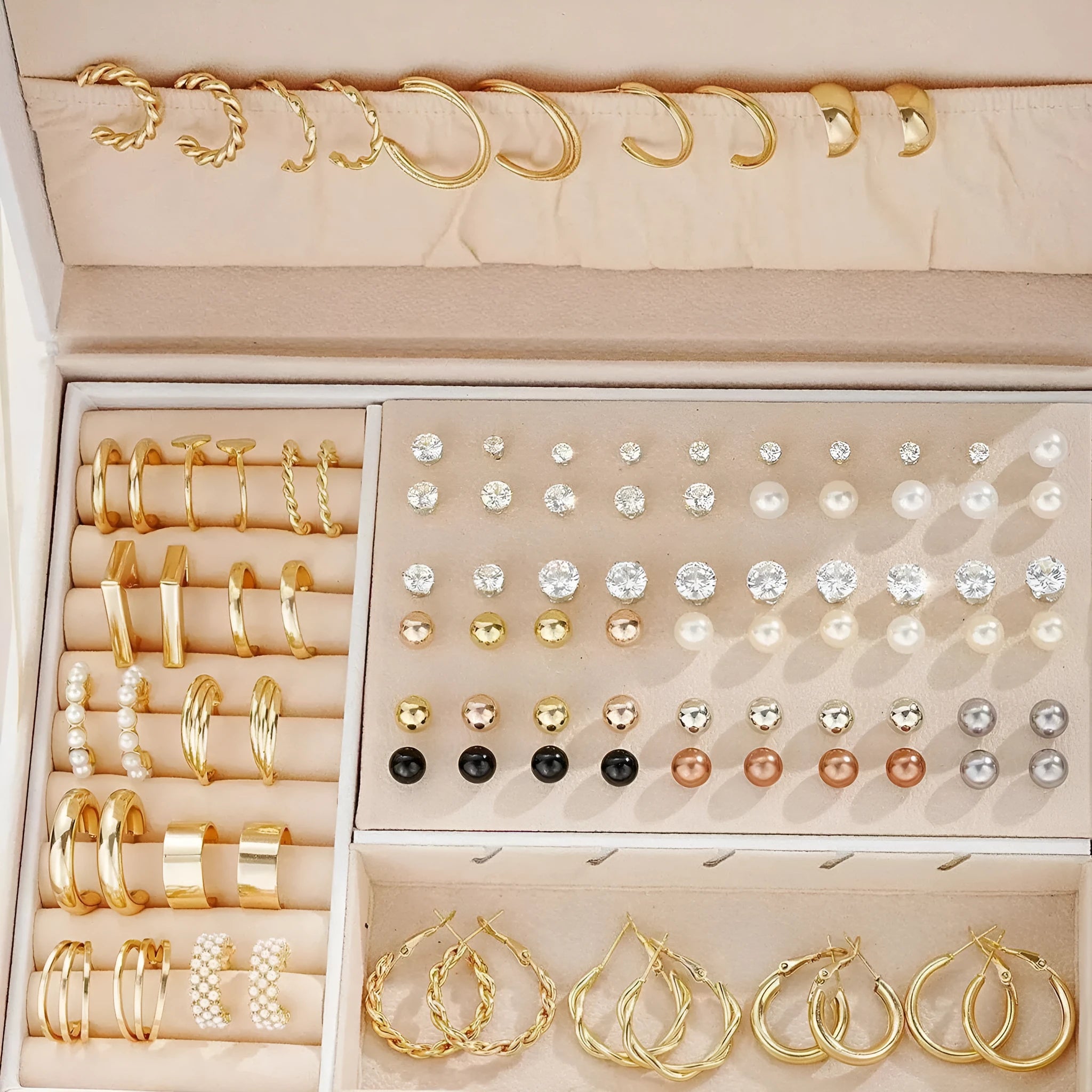 108-piece gold and yellow geometric alloy earrings combination set for women