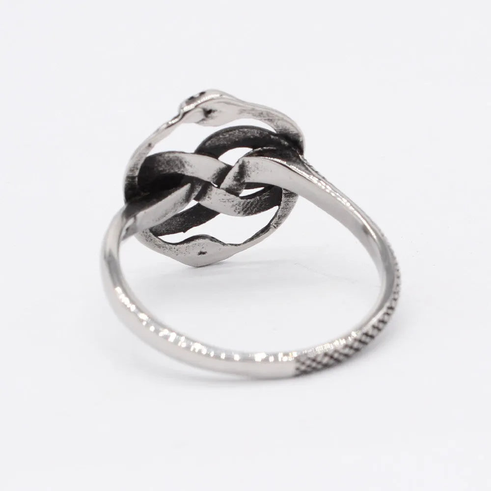 Steel colour titanium steel snake ring with retro design on finger