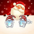 Women's copper heart-shaped earrings with a detailed Santa Claus design in white gold colour.