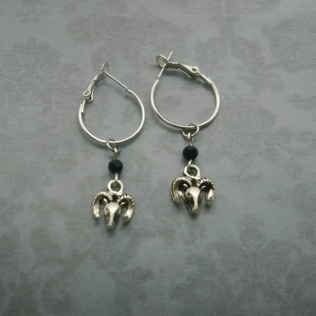 Silver-coloured alloy round hoop earrings with closed loop design on white background