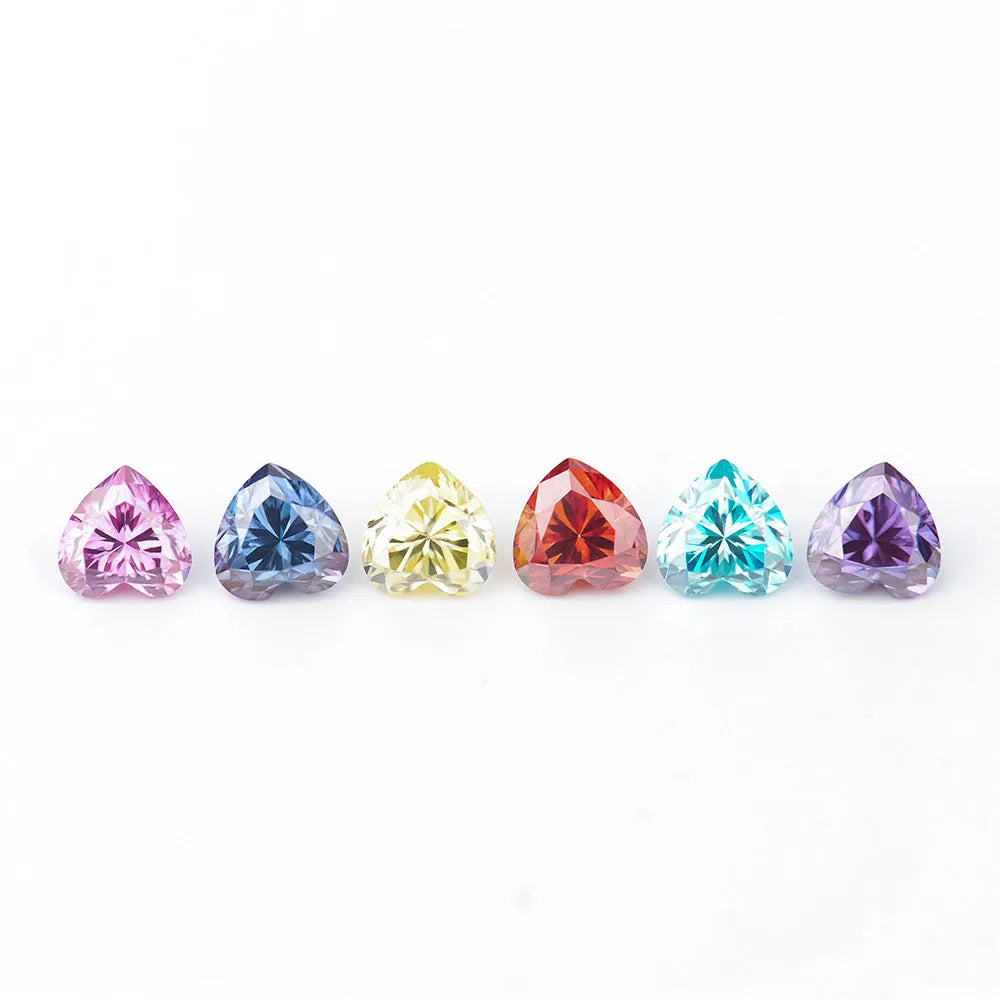 Lemon yellow heart-shaped moissanite stone with size options from 4mm to 11mm for jewellery making
