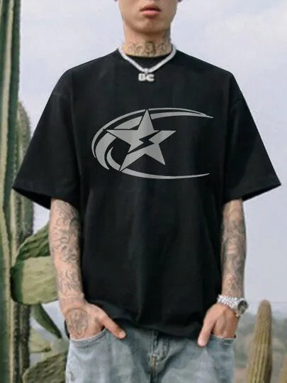 Men's casual cotton T-shirt in Japanese retro style with short sleeves in solid colour options