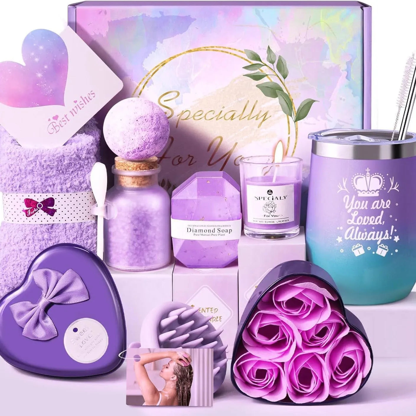 Soy wax aromatherapy candle bath gift set in modern simplicity style with multiple colour options