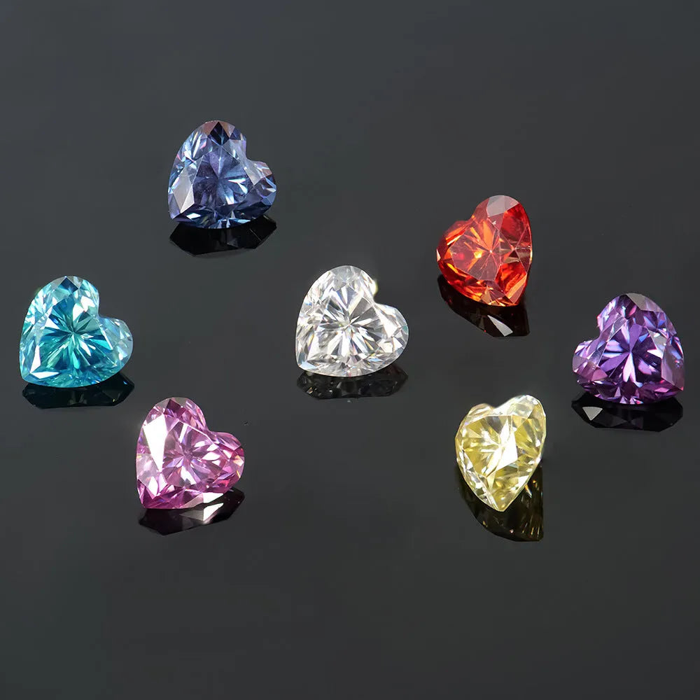 Lemon yellow heart-shaped moissanite stone with size options from 4mm to 11mm for jewellery making