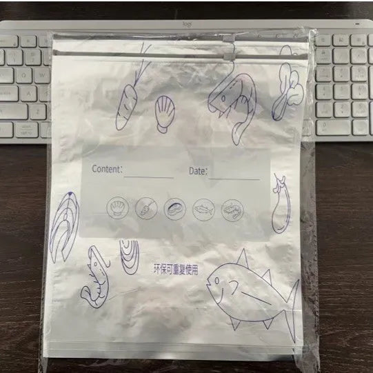 Aluminium foil sealed storage bags in three sizes for food preservation