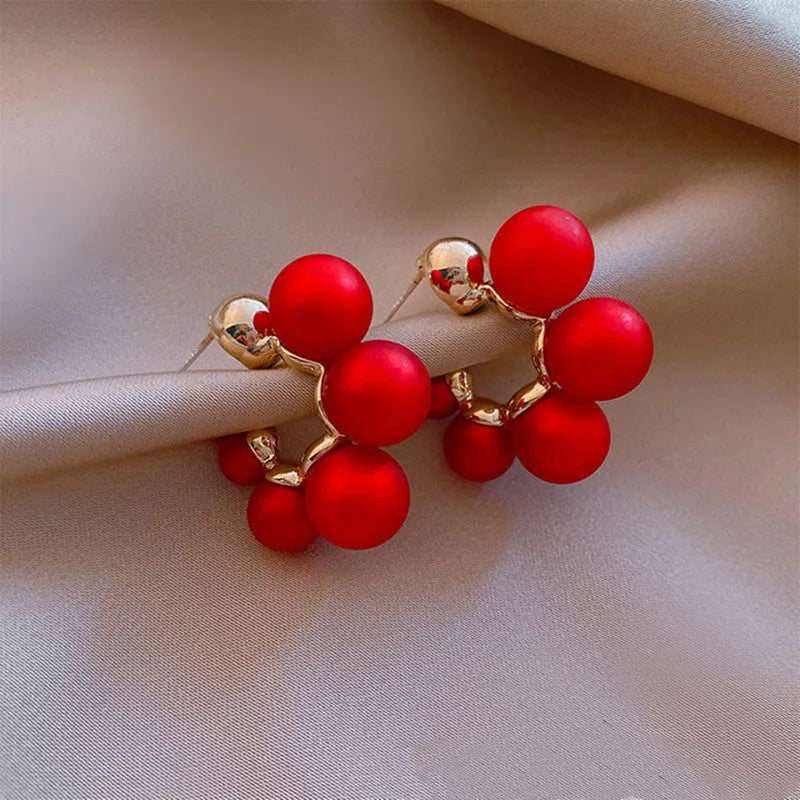 Red bell-shaped drop earrings for women made from alloy material