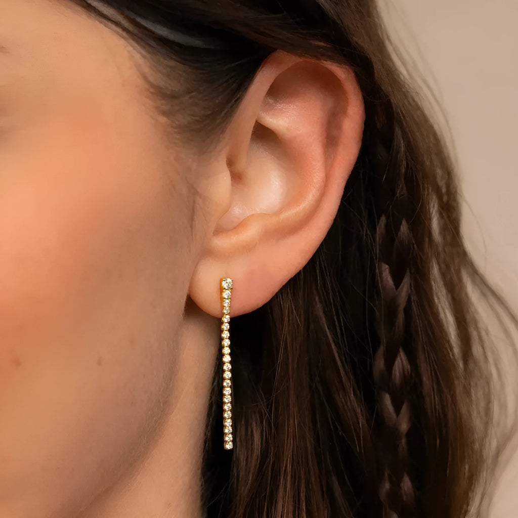 Women's geometric stainless steel zircon earrings with Chinese style design in gold and steel colour options