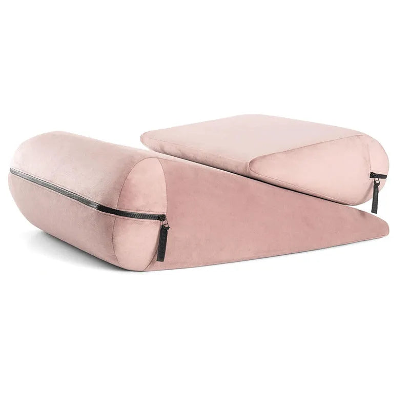 Triangular high density sponge cushion with embroidery, 68x33x25cm, in red, grey, black, lake blue or peach