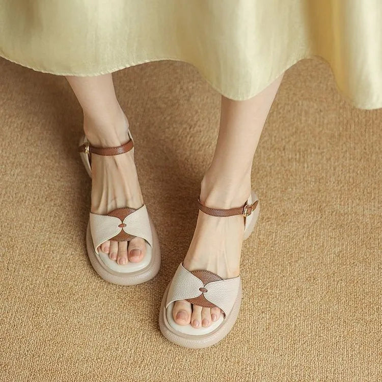 Women's khaki platform sandals with a chunky heel and open toe.