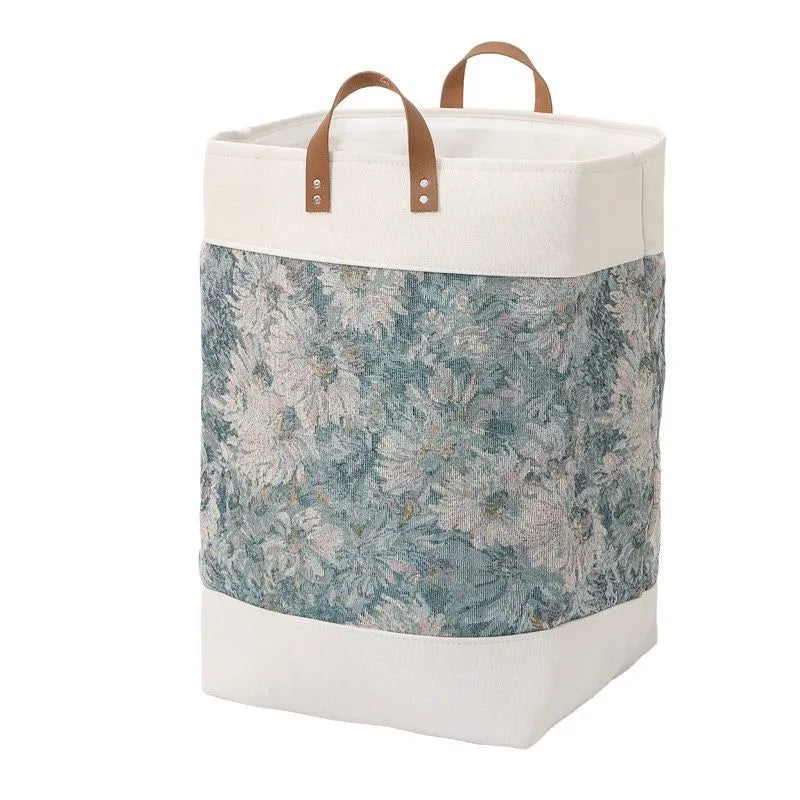 Fabric storage box in rich peony colour with dimensions 35x35x55cm for clothes and quilt organisation