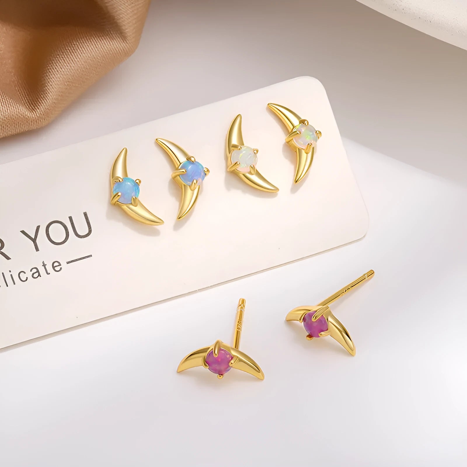 925 silver geometric women's earrings with stone accents in gold or platinum tone finishes