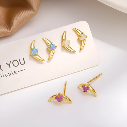 925 silver geometric women's earrings with stone accents in gold or platinum tone finishes
