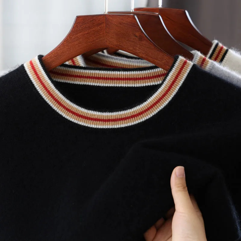 Men's short sleeve pure wool sweater in round neck pullover style shown in grey