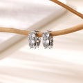 Women's stainless steel U-shaped ear clip earrings with inlaid zircon stones, colour E5772P.