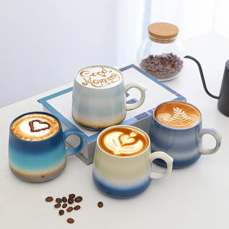 Creative large-capacity retro style water cup and coffee mug, 8.5cm tall
