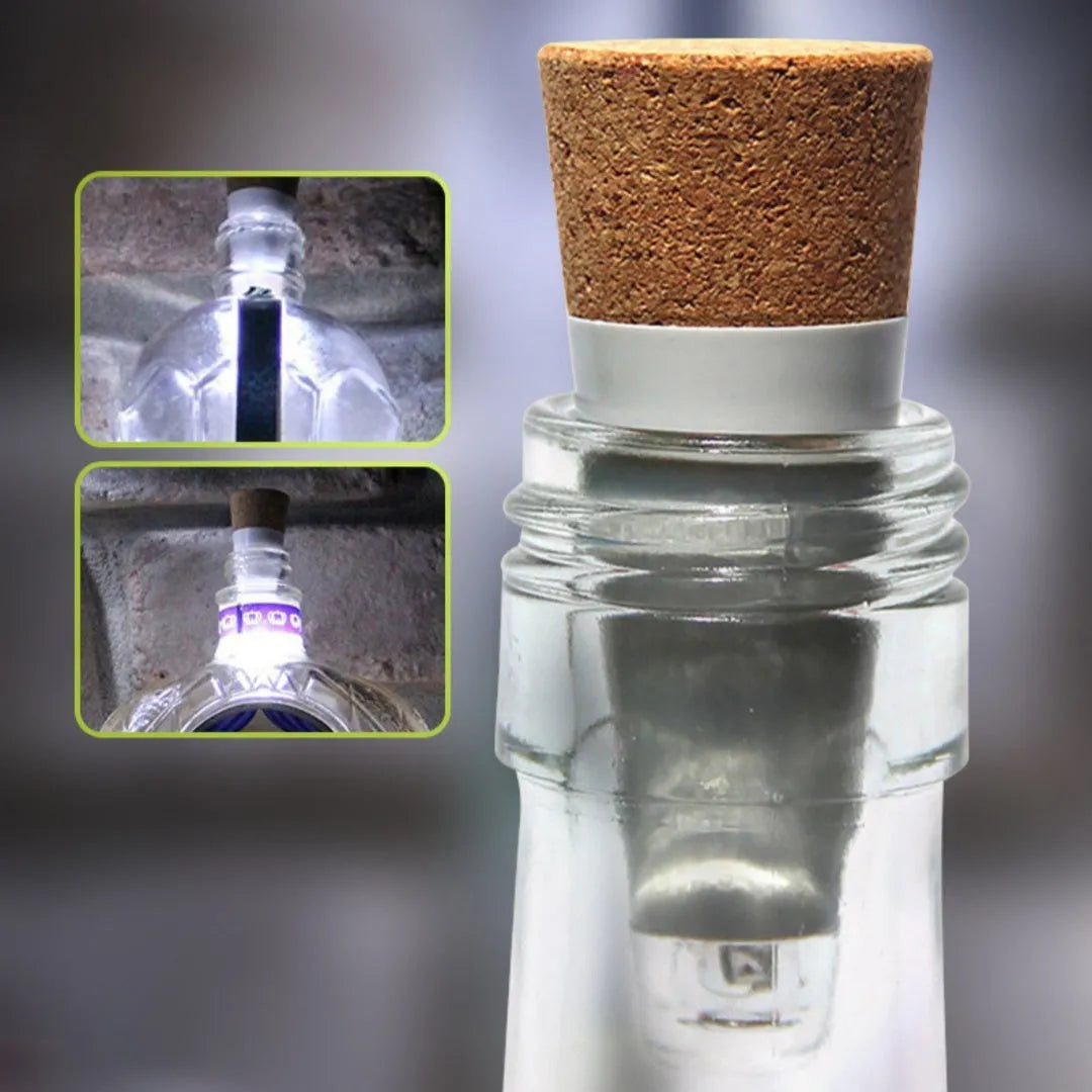 LED rechargeable luminous bottle cap cork light with plastic shell for holiday decoration.