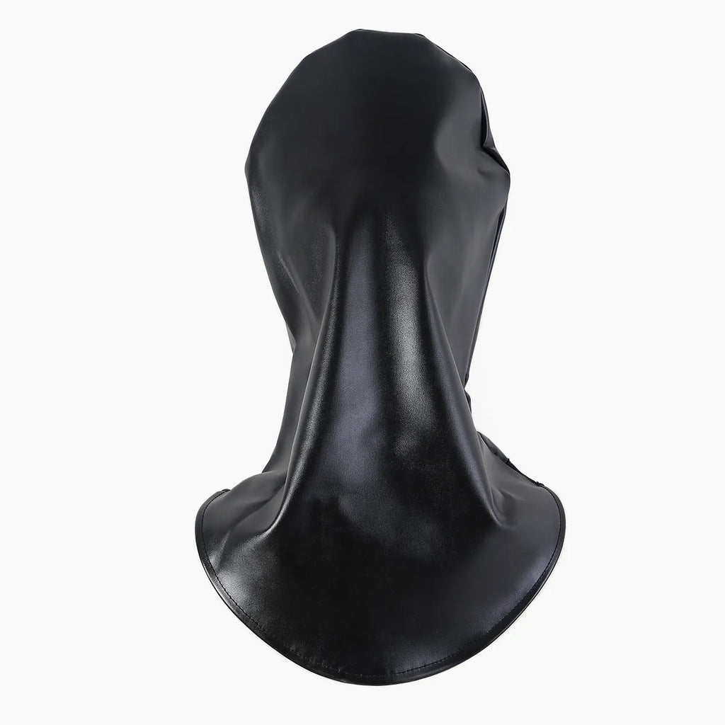 Black leather BDSM training mask for adult role-play