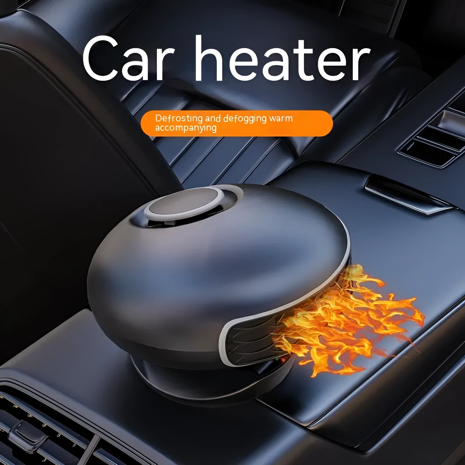 Black ABS car warm air blower heater with long cable for 12V or 24V vehicle defrosting
