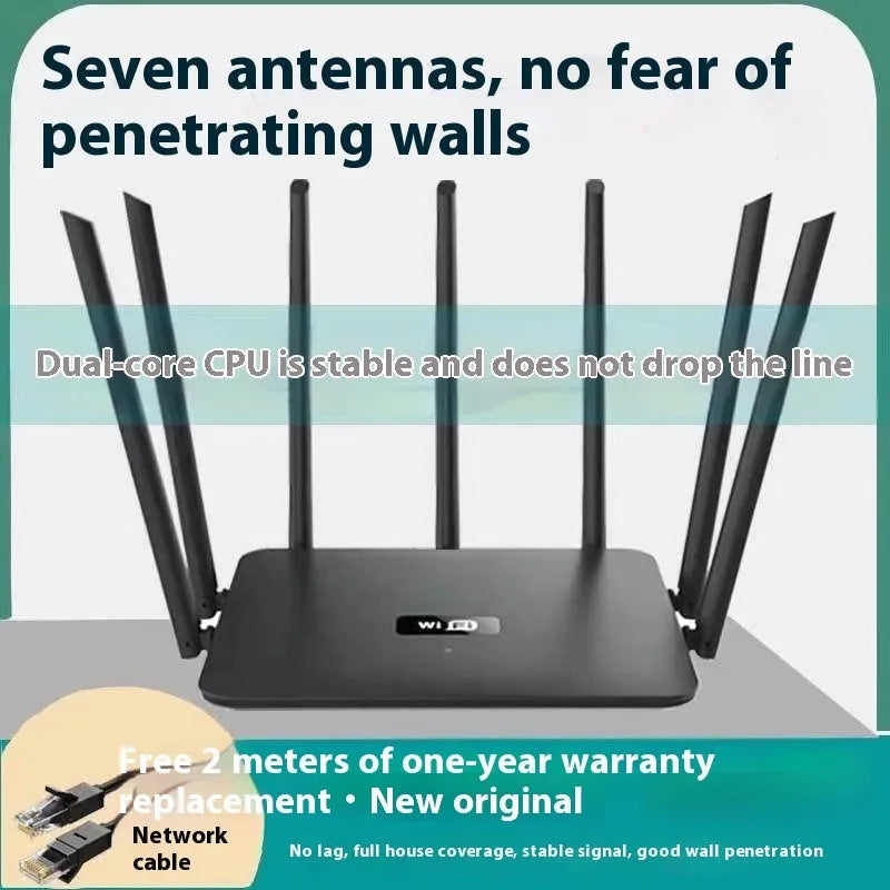 White dual-band 5G router with multiple adjustable antennas for whole-house Wi-Fi coverage