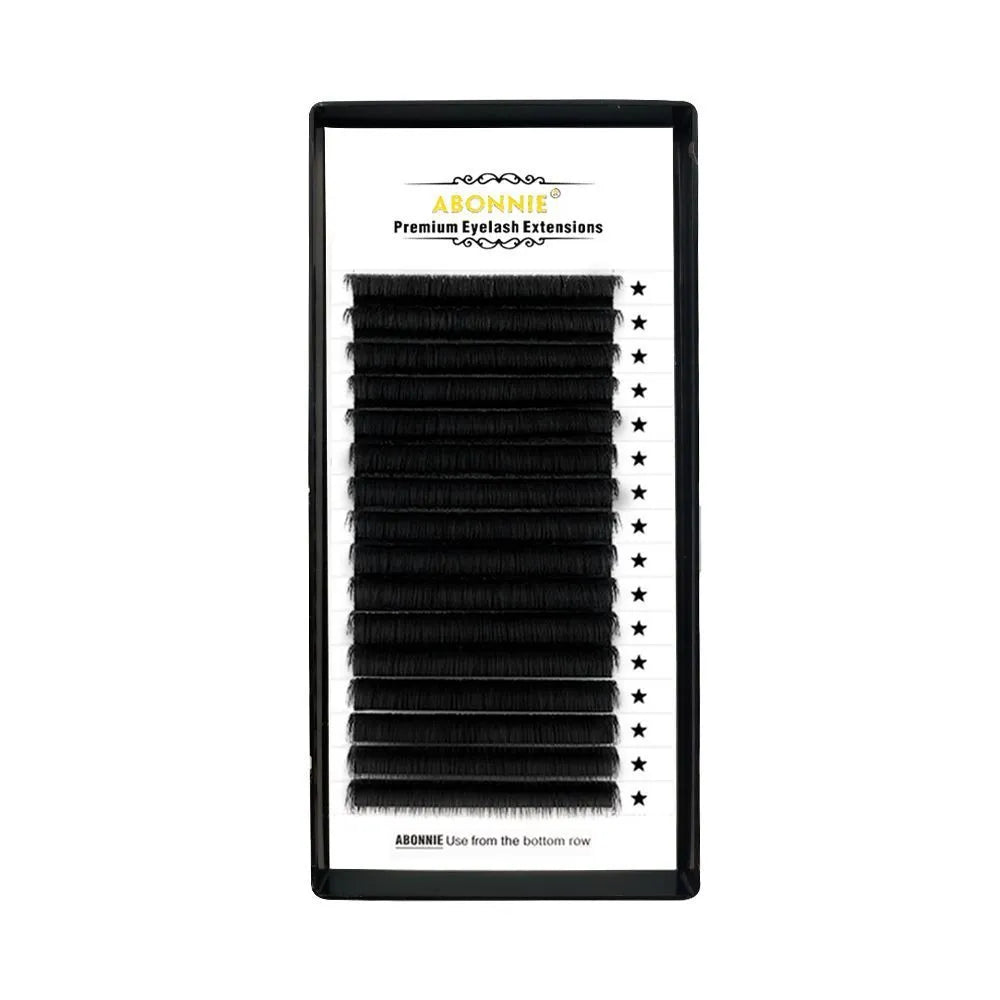 16-row dense false eyelashes made from mink hair on a matte wool band, showing length options from 8mm to 18mm.