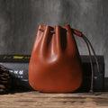 Genuine cowhide leather drawstring bundle wallet in European American retro style