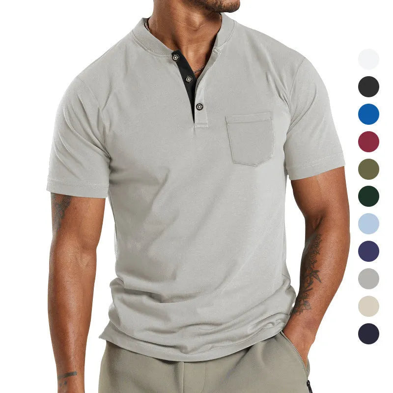 Plus size men's short sleeve button down shirt with chest pocket in multiple colour options