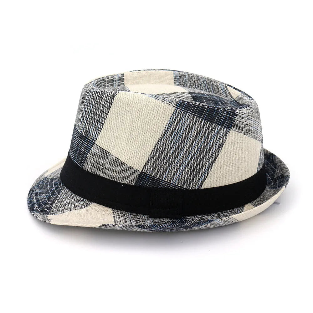 Blue polyester straw sun hat with 4.5cm brim and bell-style crown for outdoor sun protection
