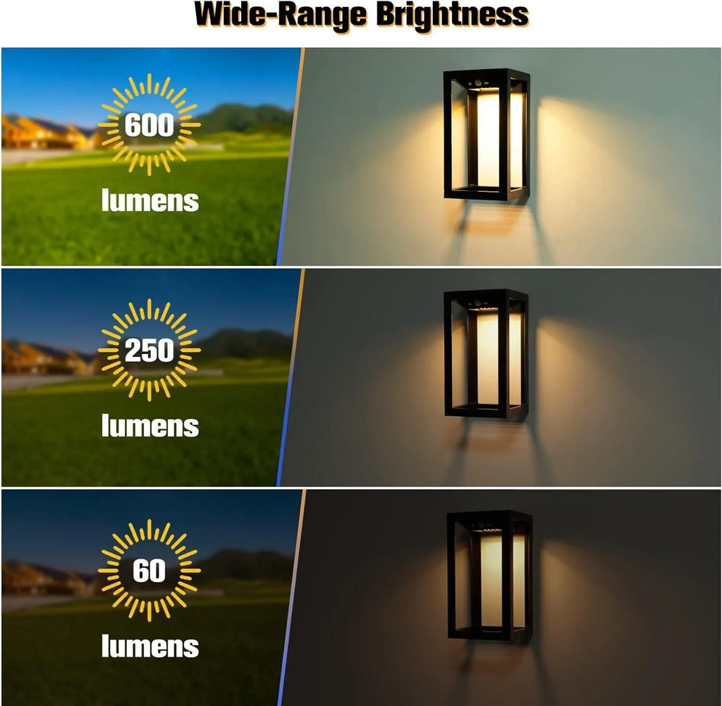 Modern Chinese-style outdoor solar wall lamp with plastic housing for garden and courtyard mounting.