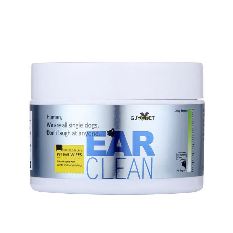 Pet cleaning bundle with 150ml foot foam bottle, 60ml ear solution, and packs of ear and eye wipes for dogs and cats