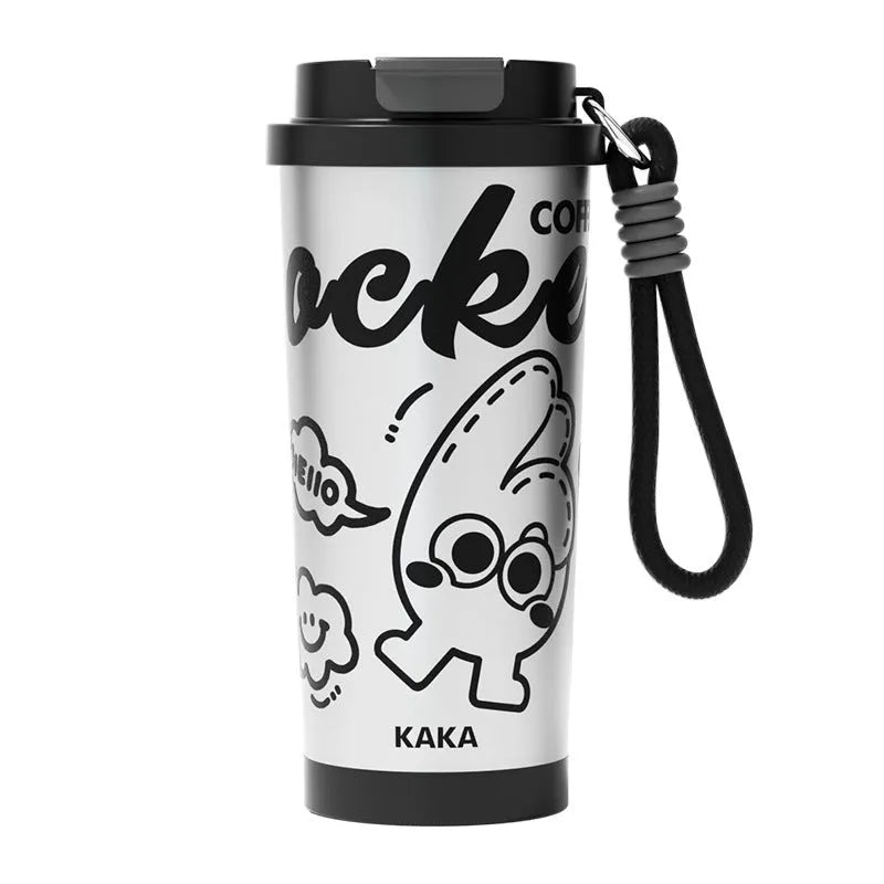 500ml stainless steel vacuum insulated travel cup in various colours showing heat retention capability