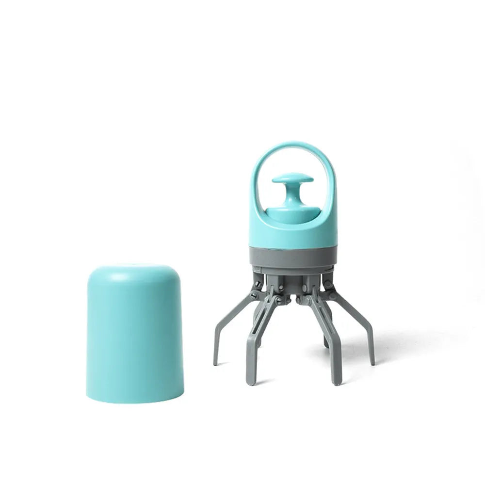 Blue and orange ABS plastic pet pooper scooper with claw design and integrated bag dispenser