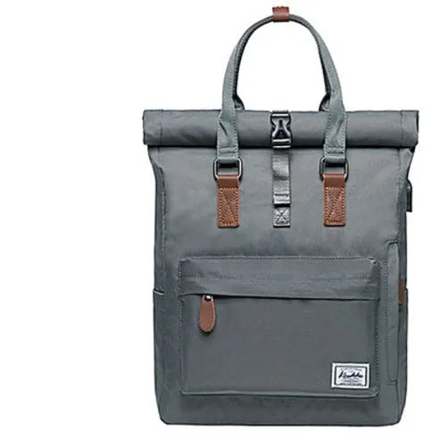 Polyester casual backpack showing internal computer pocket and cover opening mechanism