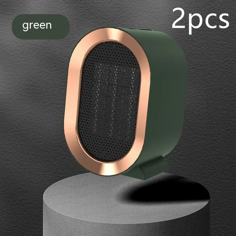 Compact desktop electric heater with ceramic heating element and mechanical control dial