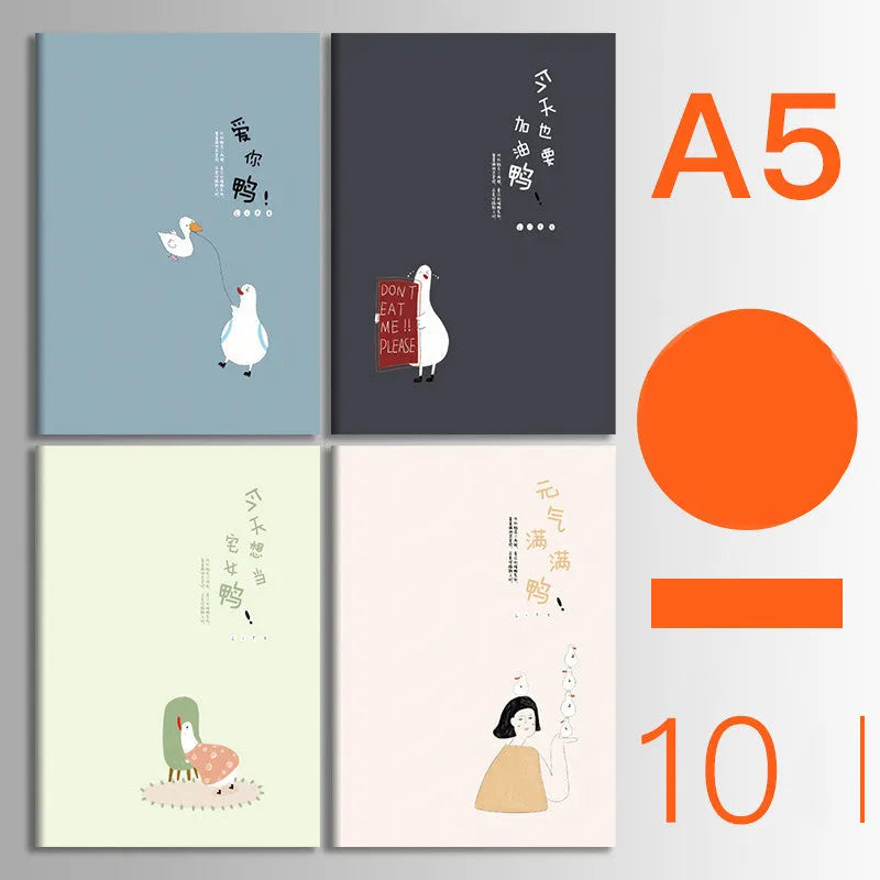 Set of 10 thread-bound softcover notebooks in various designs including kraft paper and printed patterns