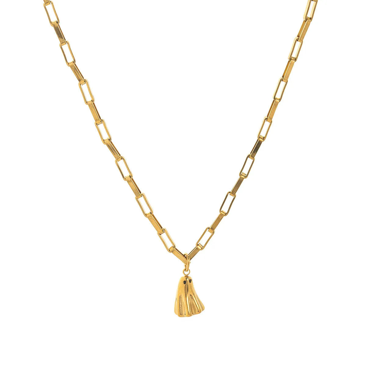 Ghost pendant necklace with stainless steel chain and titanium steel electroplated pendant