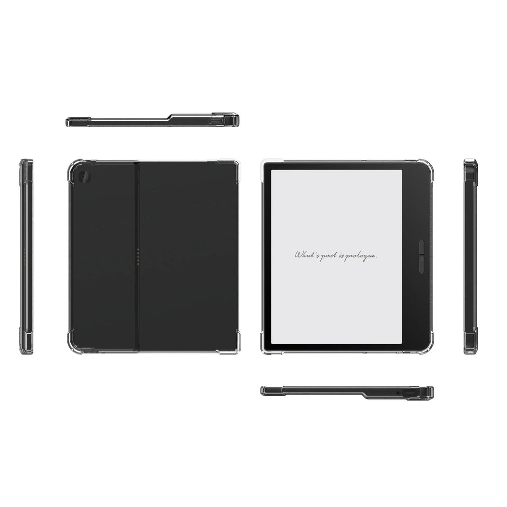 Transparent airbag phone case for a Xiaomi e-book device on a table.