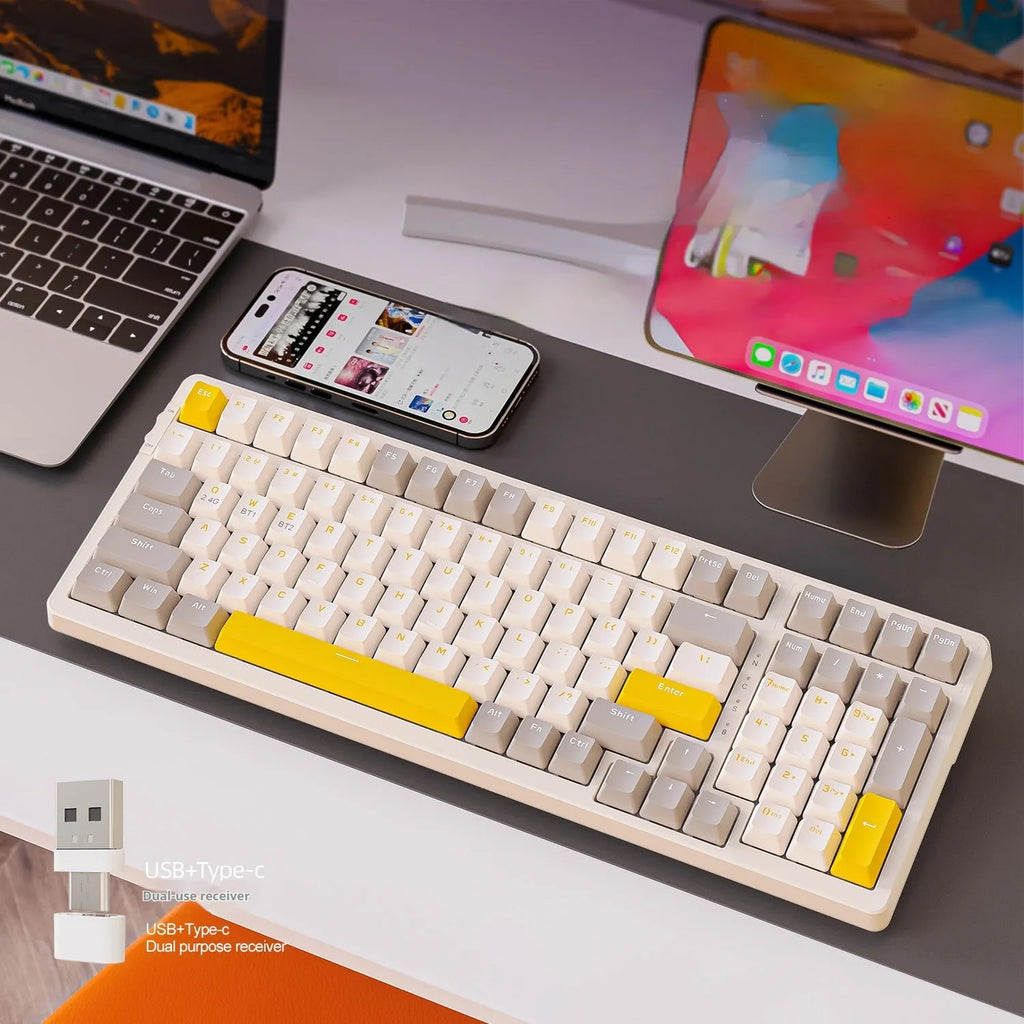 Bluetooth wireless mechanical keyboard with red switches in multiple colour options