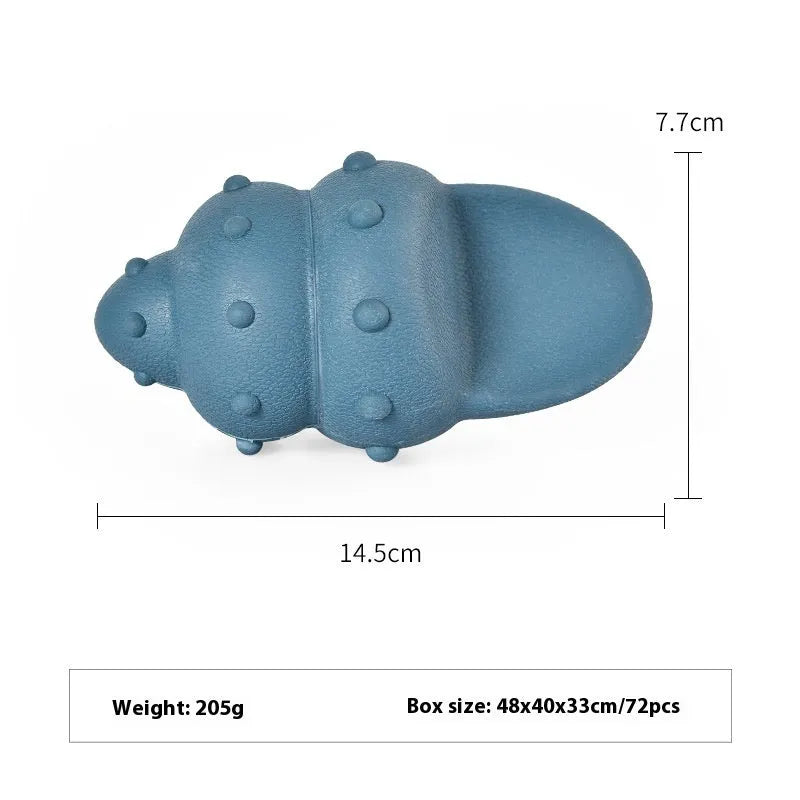 Deep sea shark shaped rubber dog toy in blue and green colour variations