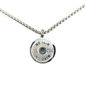 Polished stainless steel barbell disk necklace with geometric pendant on 60cm chain