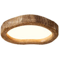 Round wood grain finish ceiling lamp in new Chinese style, shown in three diameter sizes.