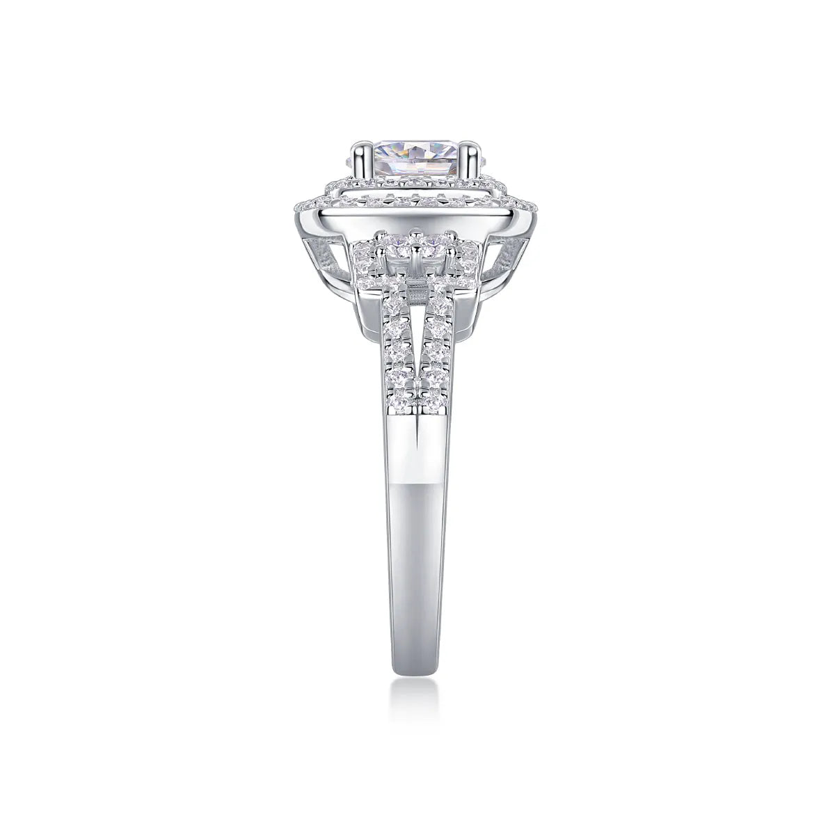 Wedding ring set with 1-carat moissanite in S925 silver platinum-plated band, gift box, GRA certificate