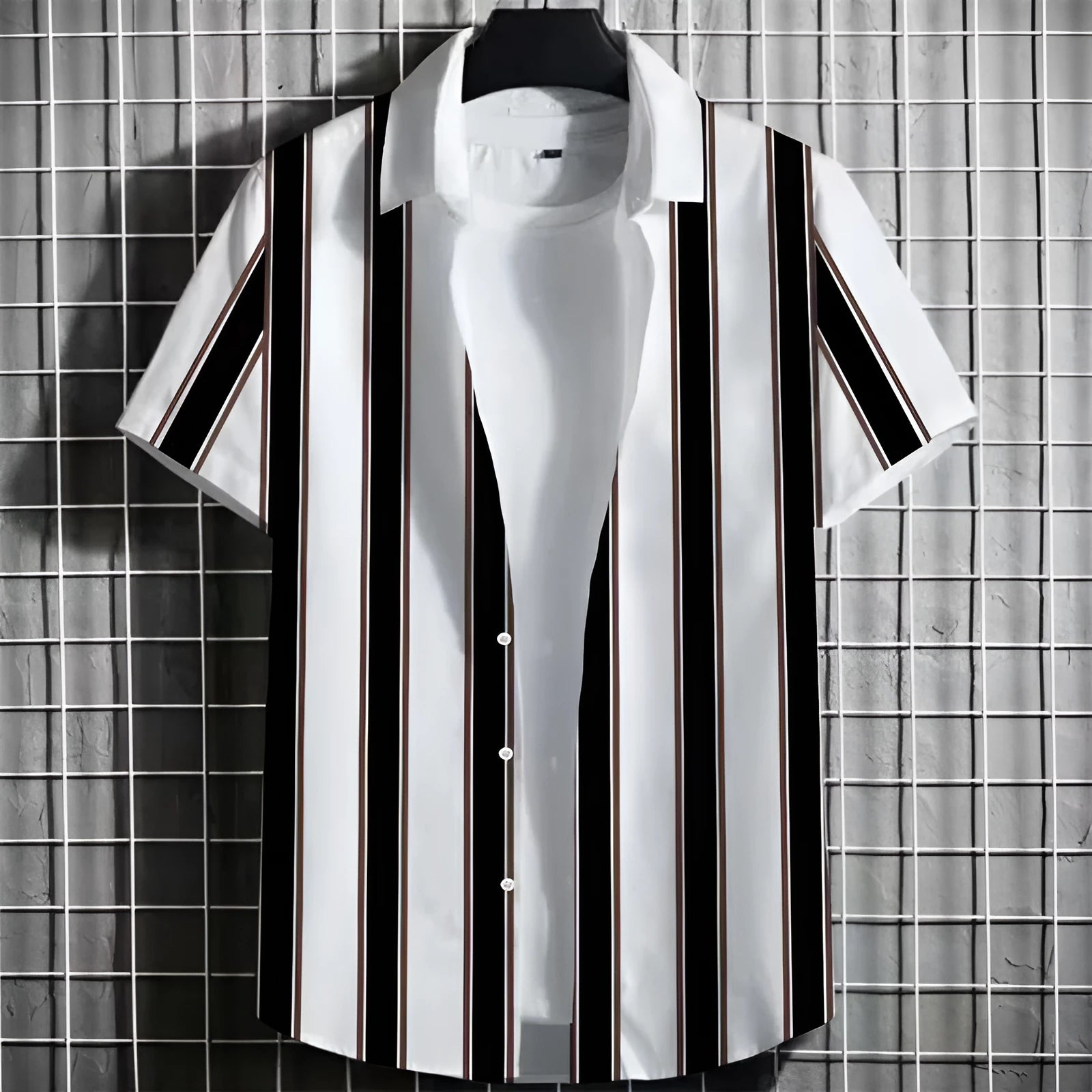 Men's striped linen T-shirt with 3D printed graphic in multiple colour options