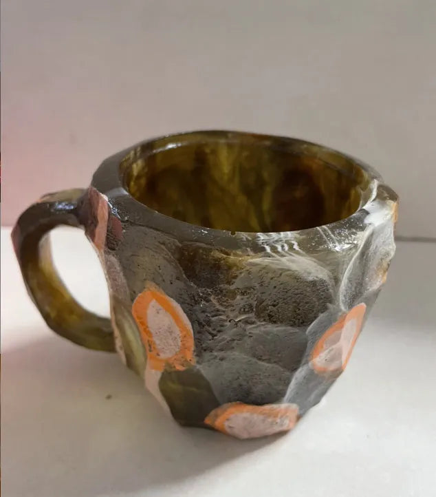 400ml mineral crystal resin coffee mug with handle in various colour options