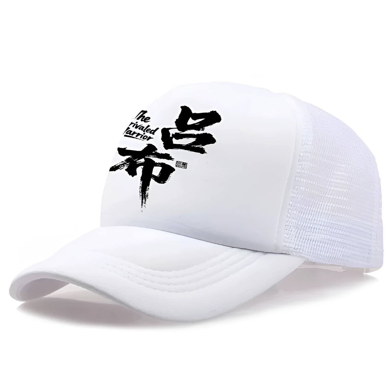 Men's polyester baseball cap in one of six colours: white, pink, blue, green, black, or grey.