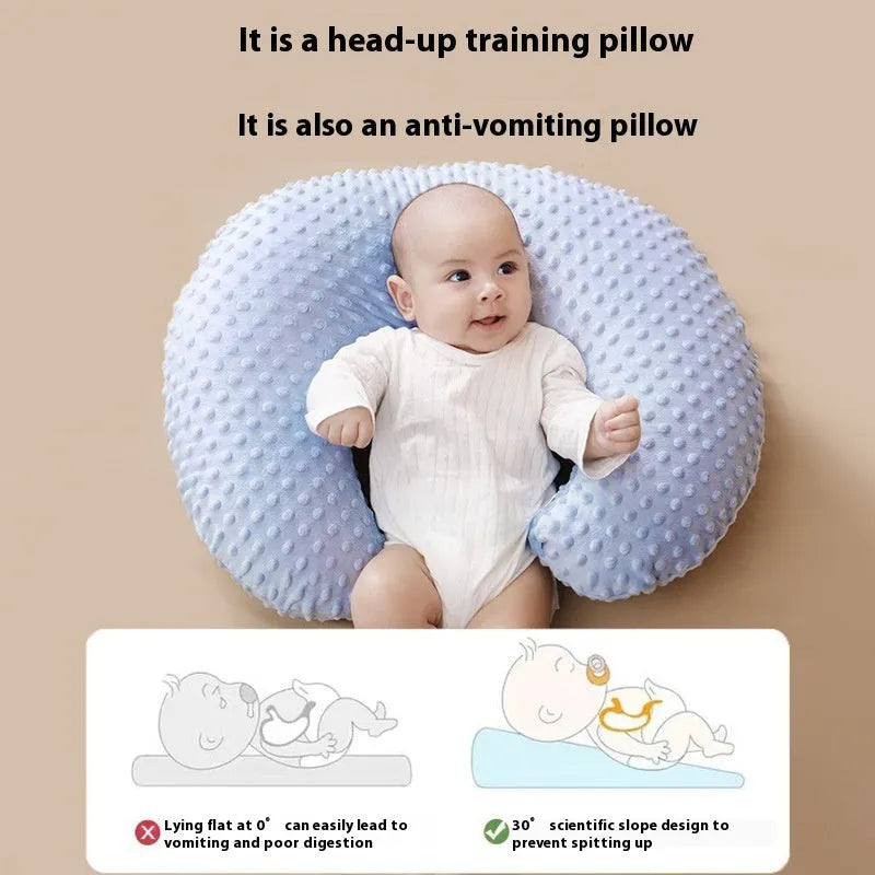 Nursing pillow in pink, yellow, grey or light blue colour with polyester fibre filling