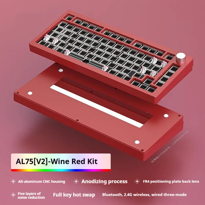 Heiji Snake aluminum mechanical keyboard kit with key puller and USB receiver on dark surface