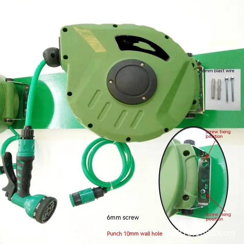 Automatic retractable hose reel with 10 metre PVC water pipe for car washing and gardening
