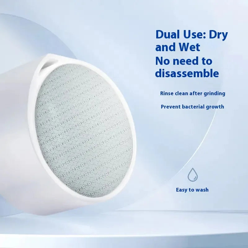 A 2-in-1 plastic nano glass epilator and dead skin remover foot grinder device.
